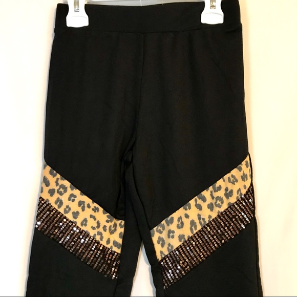 NWT Girls Black and Animal Print Sweatsuit- size 8 - Picture 9 of 12